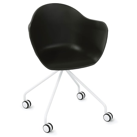 Officesource Allure Collection Swivel, Plastic Bucket Chair with White Metal Base 04AL2AMGPSPWHBK